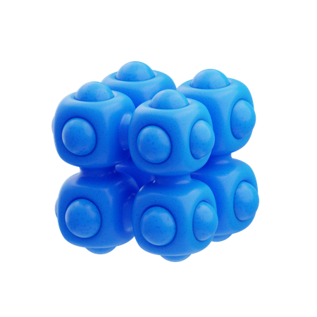 Plastic Resin Abstract Blue Rounded Block Cluster  3D Icon