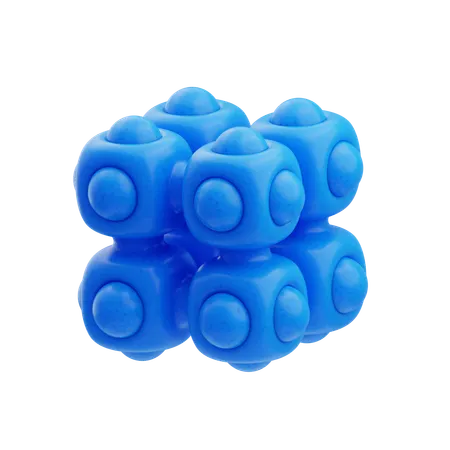 Plastic Resin Abstract Blue Rounded Block Cluster  3D Icon
