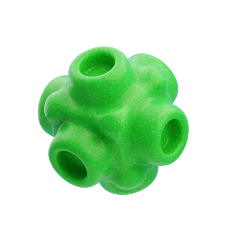 Plastic Resin Abstract Green Spiked Cube  3D Icon