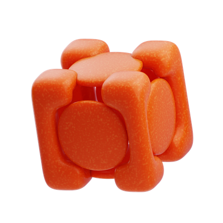 Plastic Resin Abstract Orange Spiked Sphere  3D Icon