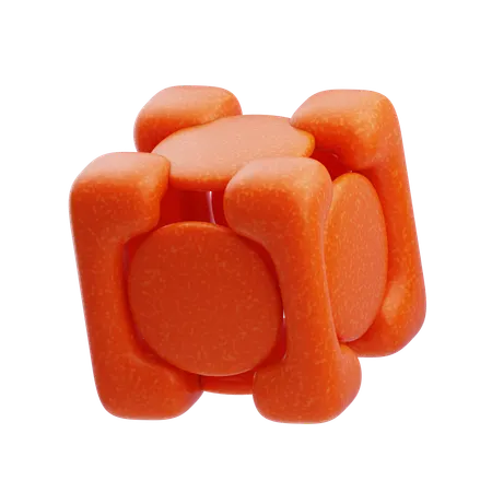 Plastic Resin Abstract Orange Spiked Sphere  3D Icon