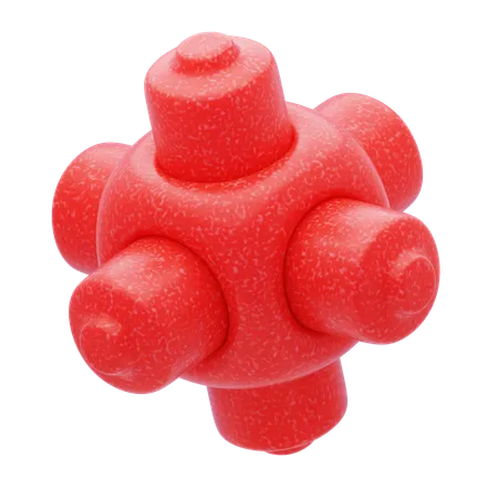 Plastic Resin Abstract Red Radiant Hub  3D Icon