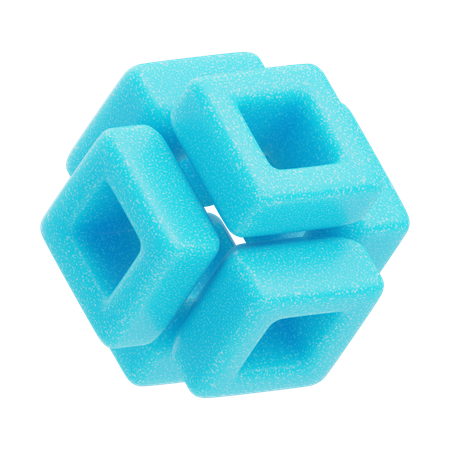 Plastic Resin Abstract Sky Blue Interlocked Cube  3D Icon