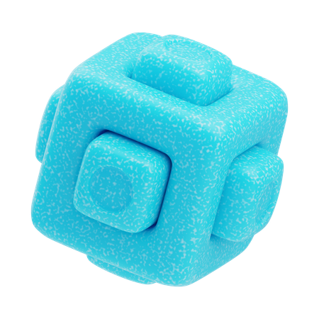 Plastic Resin Abstract Sky Blue Padded Cube  3D Icon