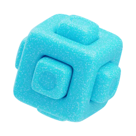 Plastic Resin Abstract Sky Blue Padded Cube  3D Icon