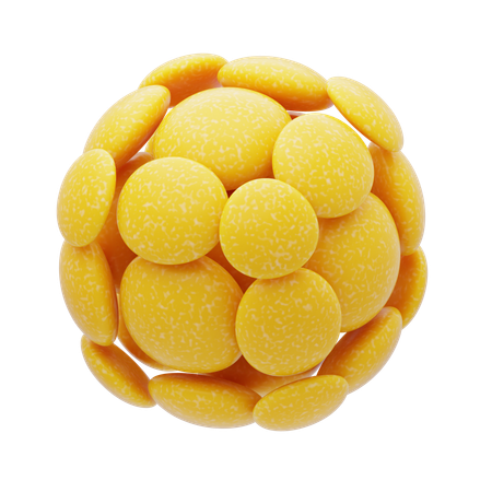 Plastic Resin Abstract Yellow Disc Cluster Sphere  3D Icon