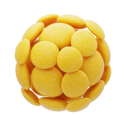 Plastic Resin Abstract Yellow Disc Cluster Sphere  3D Icon