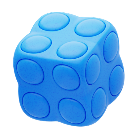 Plastic Resin Blue Buttoned Cube  3D Icon