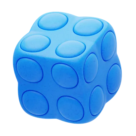 Plastic Resin Blue Buttoned Cube  3D Icon