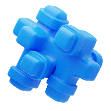 Plastic Resin Blue Modular Block  3D Icon