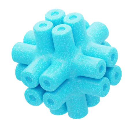 Plastic Resin Blue Tube Sphere  3D Icon