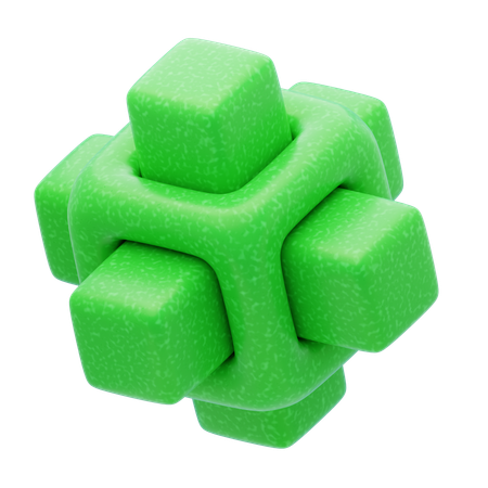 Plastic Resin Geometric Molecular Cube  3D Icon