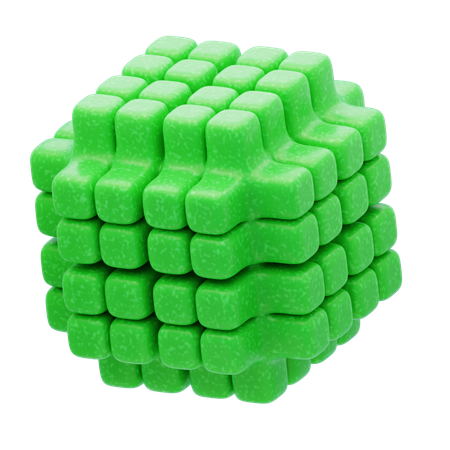 Plastic Resin Green Cross Cube Stack  3D Icon