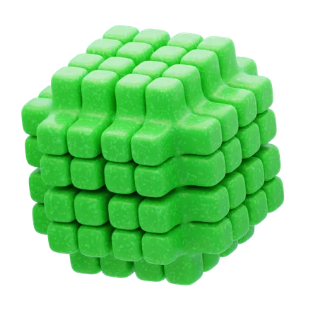 Plastic Resin Green Cross Cube Stack  3D Icon