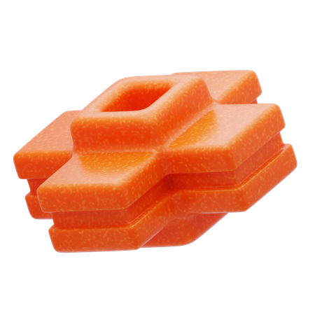 Plastic Resin Layered Orange Block  3D Icon