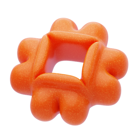 Plastic Resin Orange Hollow Gear  3D Icon