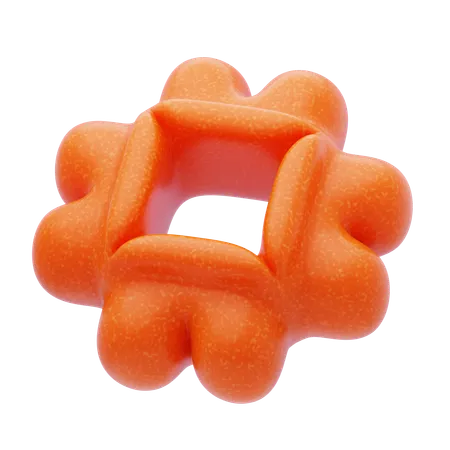 Plastic Resin Orange Hollow Gear  3D Icon