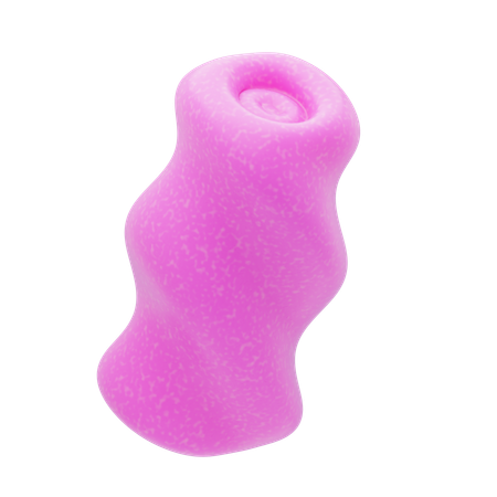 Plastic Resin Pink Curved Cylinder  3D Icon