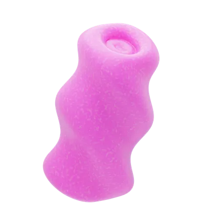 Plastic Resin Pink Curved Cylinder  3D Icon