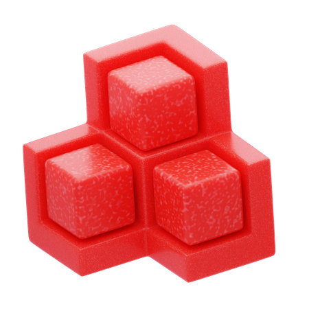 Plastic Resin Red Cubic Cluster  3D Icon