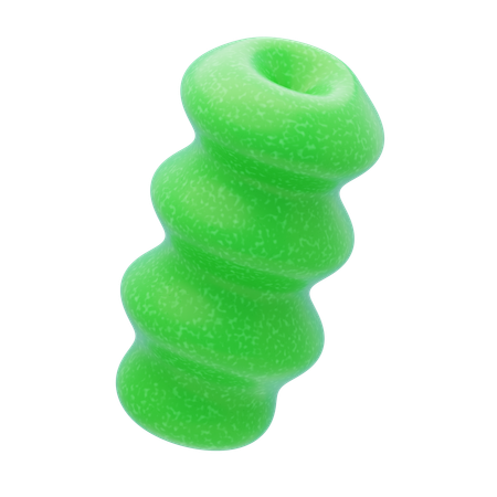 Plastic Resin Wavy Green Cylinder  3D Icon