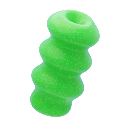 Plastic Resin Wavy Green Cylinder  3D Icon