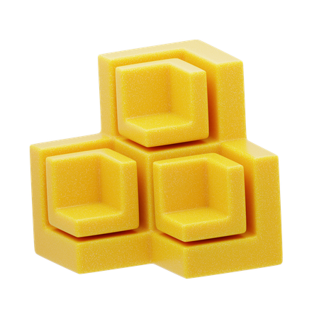 Plastic Resin Yellow Hexagonal Structure  3D Icon