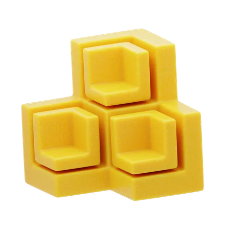 Plastic Resin Yellow Hexagonal Structure  3D Icon