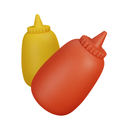 Plastic Sauce Bottles  3D Illustration