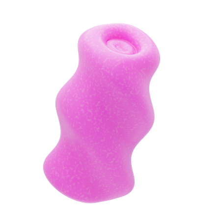 Cilindro curvo rosa de resina plástica  3D Icon