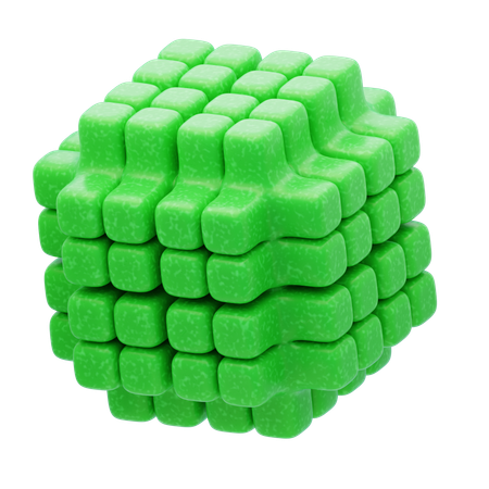 Pilha de cubos de cruz verde de resina plástica  3D Icon