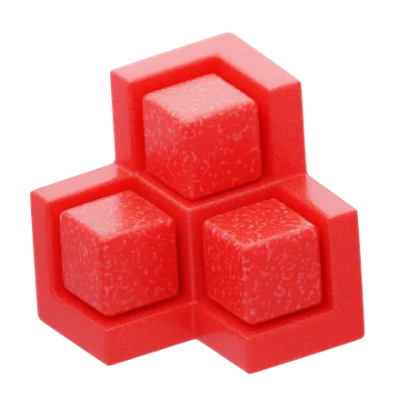 Grappe cubique en résine plastique rouge  3D Icon