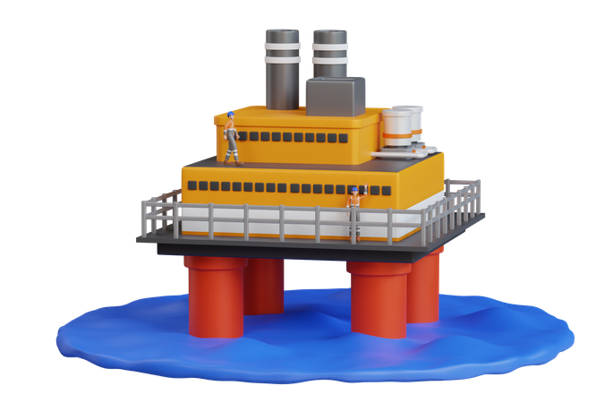 Plataforma de perfuração de petróleo offshore  3D Illustration