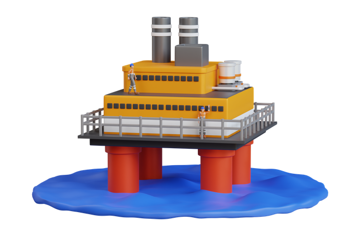 Plataforma de plataforma petrolera costa afuera de perforación  3D Illustration