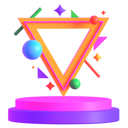 Plataforma triangular iluminada con estilo retro futurista y podio  3D Icon