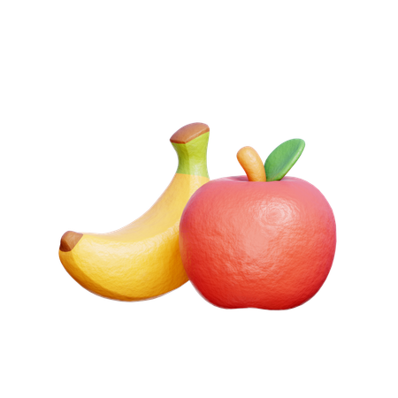 Plátano y manzana  3D Icon