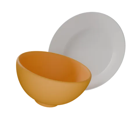 Plate And Bowl  3D Icon