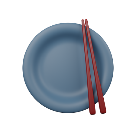 Plate And Chopsticks  3D Icon