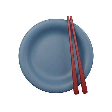 Plate And Chopsticks  3D Icon