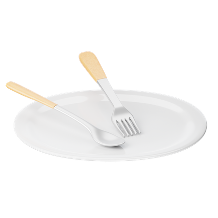 Plate And Utensils  3D Icon