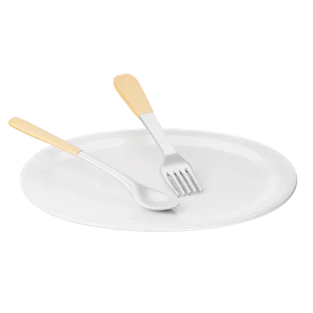 3 D Illustration Plate And Utensils 3D Icon
