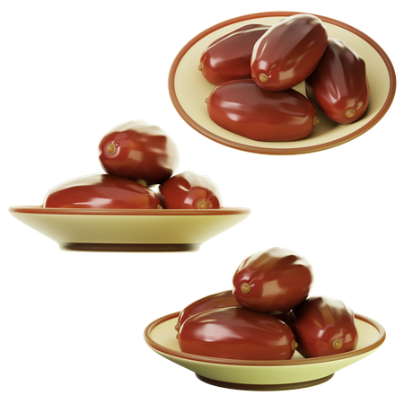 Plate Of Dates  3D Icon