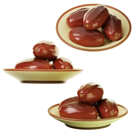 Plate Of Dates  3D Icon