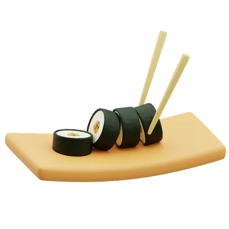 Plate Of Rice Sushi  3D Icon
