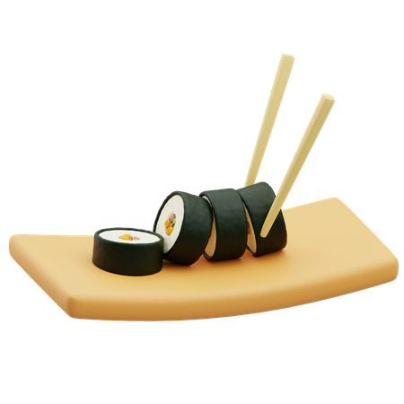 Plate Of Rice Sushi  3D Icon