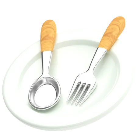 Plate with spoon and fork  3D Icon
