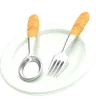 Plate with spoon and fork