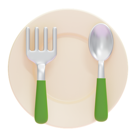 食器付き皿  3D Icon