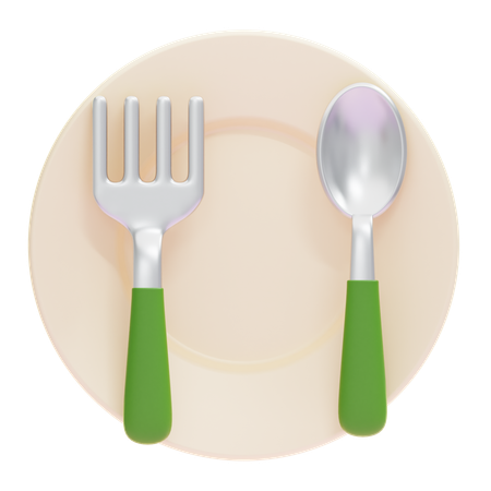 Plate With Utensils  3D Icon