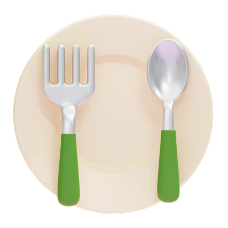 Plate With Utensils  3D Icon